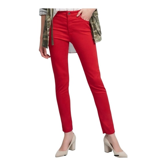 Ag Stevie Ankle Slim Straight Red Corduroy Pant - Picture 1 of 12